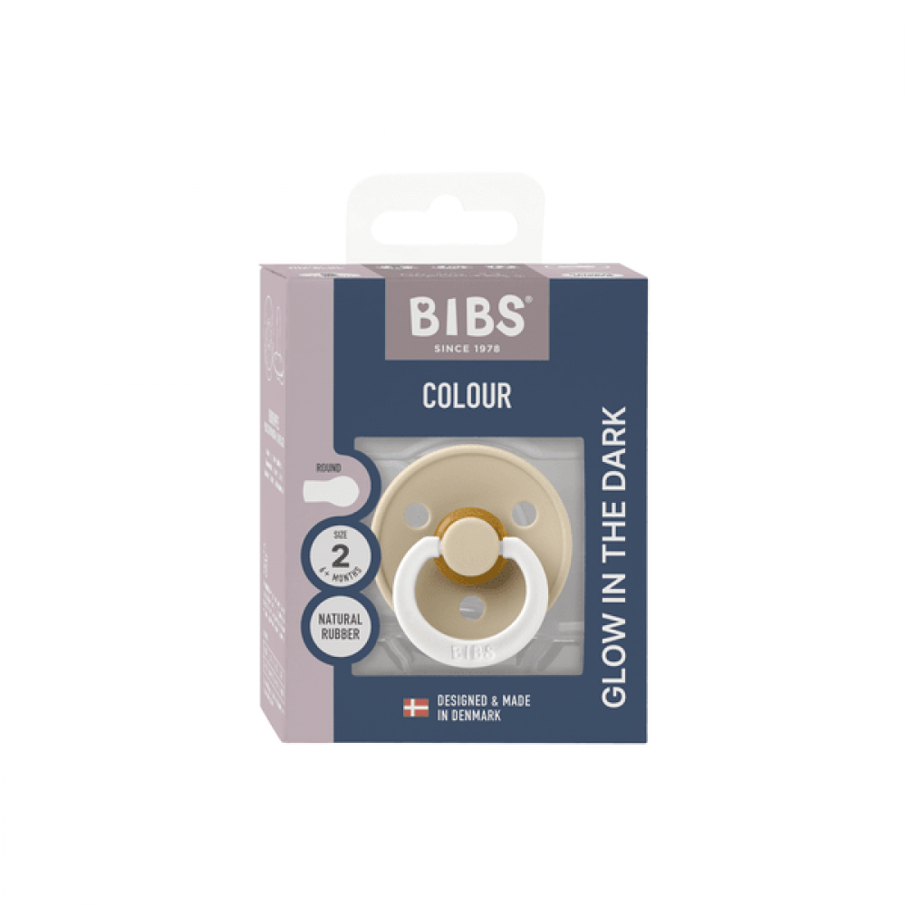1 бр. Биберон BIBS Colour, Vanilla GLOW, 0-6 месеца