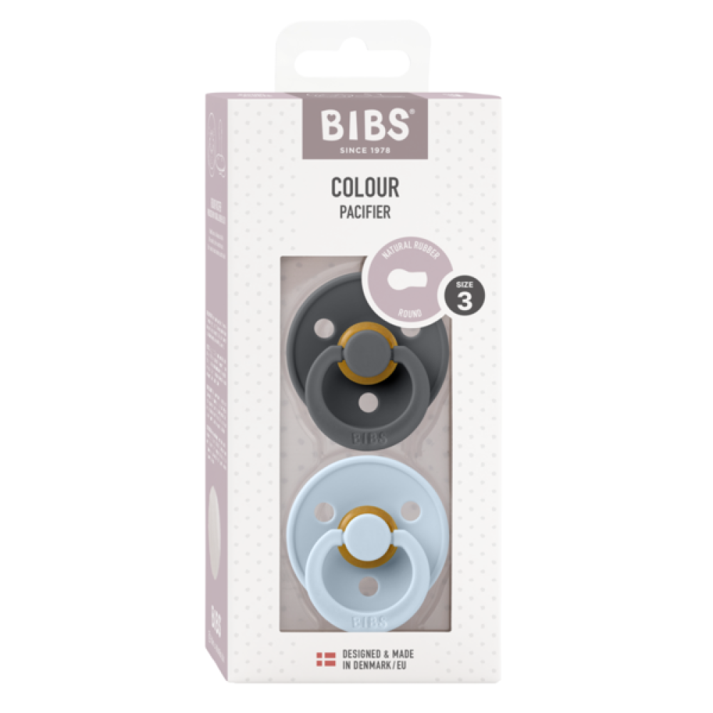 2 бр. Биберони BIBS COLOUR, Iron/Baby Blue, 18+ месеца