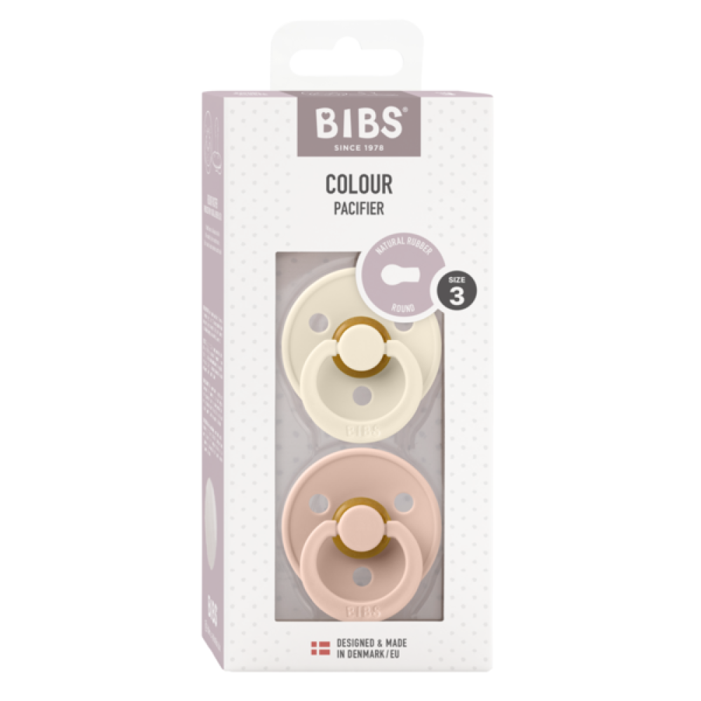 2 бр. Биберони BIBS COLOUR, Ivory/Blush, 18+ месеца