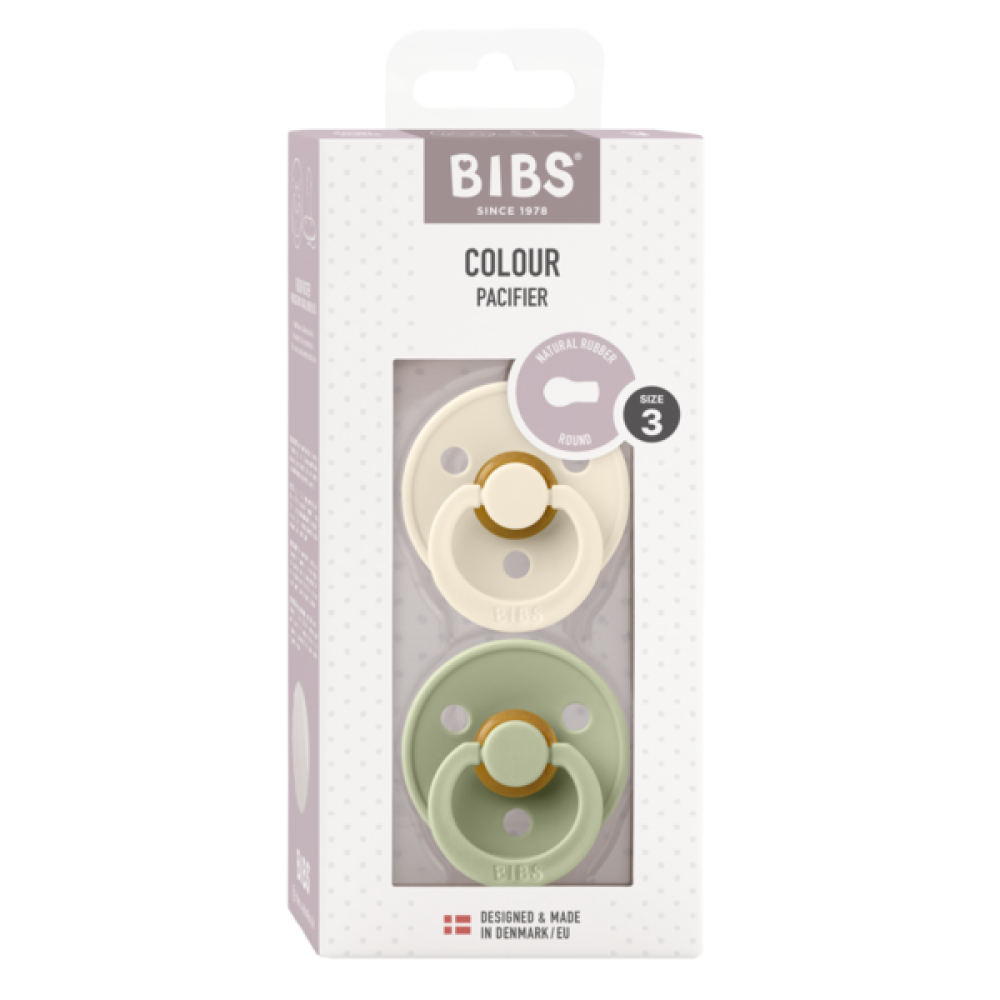 2 бр. Биберони BIBS COLOUR, Ivory/Sage, 18+ месеца