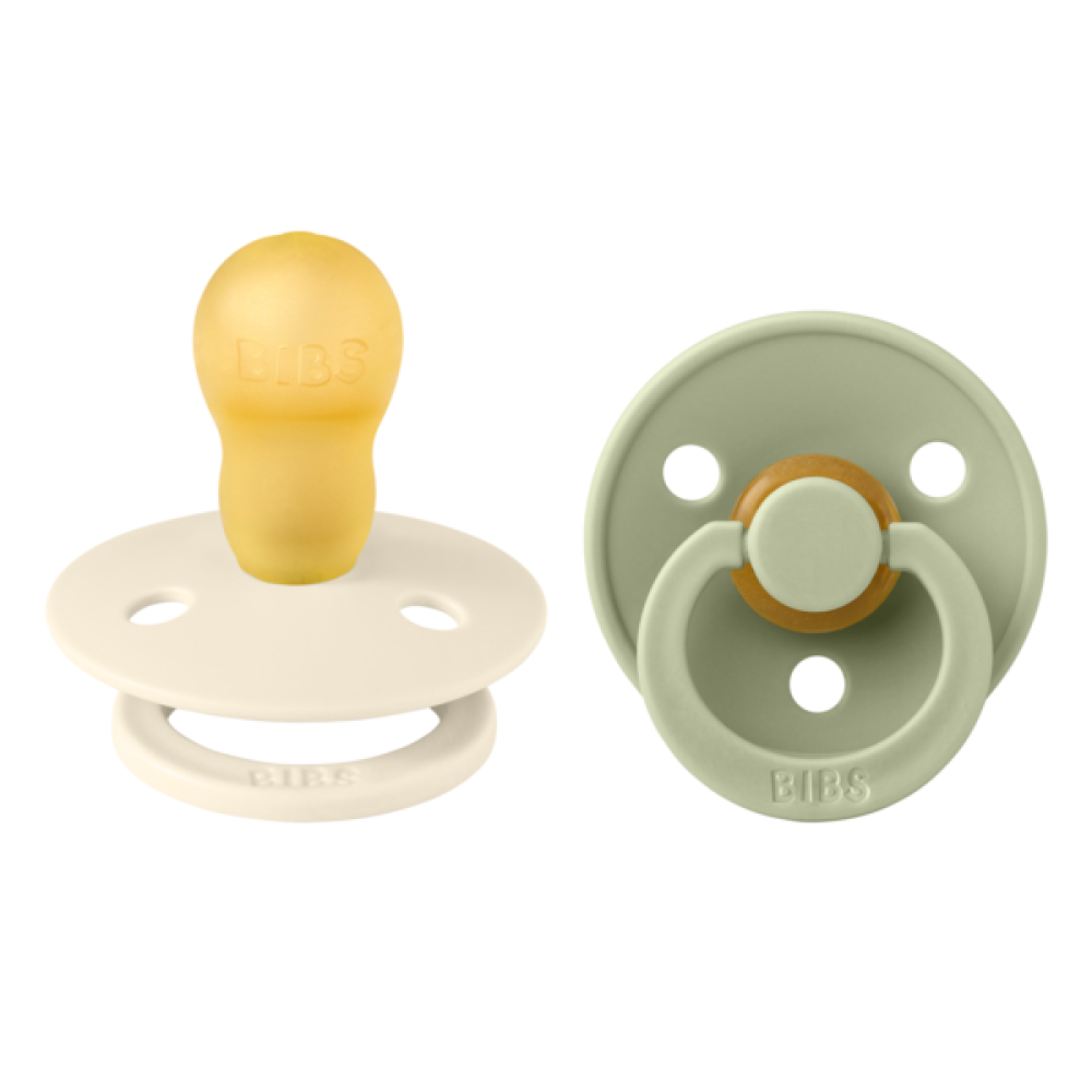 2 бр. Биберони BIBS COLOUR, Ivory/Sage, 18+ месеца