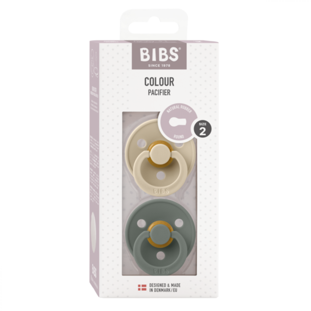 2 бр. Биберони BIBS COLOUR Vanilla/Pine 0-6 месеца