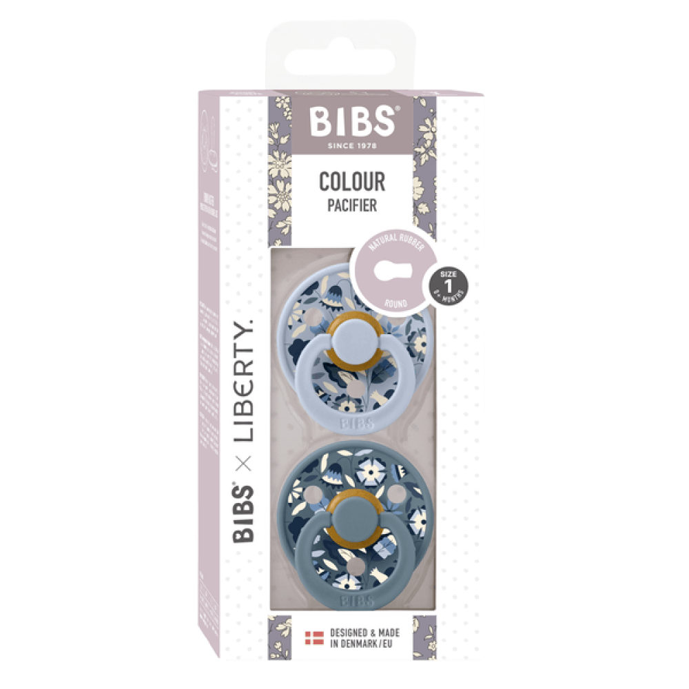 2 бр. Биберони BIBS Liberty COLOUR Bobo Dusty Blue, 0-6 месеца