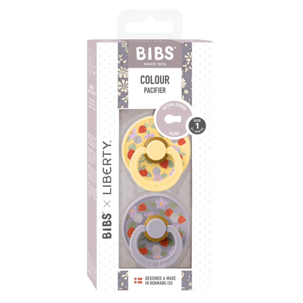 2 бр. Биберони BIBS Liberty COLOUR Strawberries and Cream Pale Butter, 0-6 месеца
