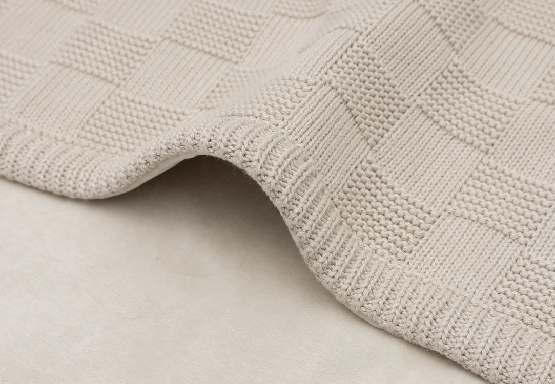 Одеяло Jollein 75x100cm Box Knit Warm Sand/Velvet - GOTS