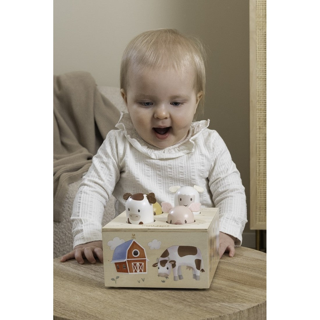 Дървена Музикална Бебешка Играчка Pop-Up Little Farm Little Dutch