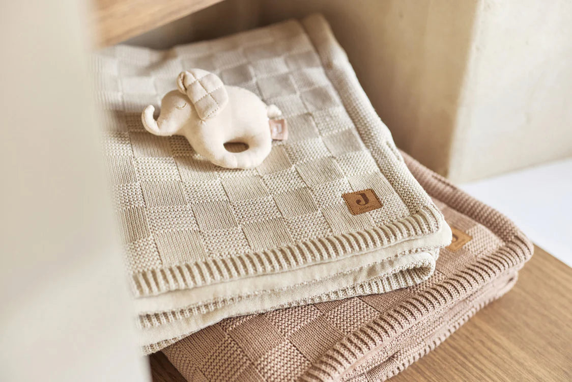 Одеяло Jollein 75x100cm Box Knit Milky Coffee/Velvet - GOTS