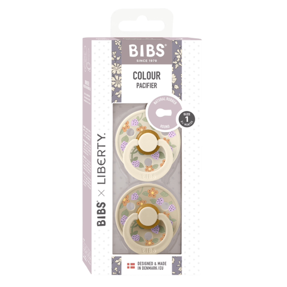 2 бр. Биберони BIBS Liberty COLOUR Strawberries and Cream Ivory, 6-18 месеца