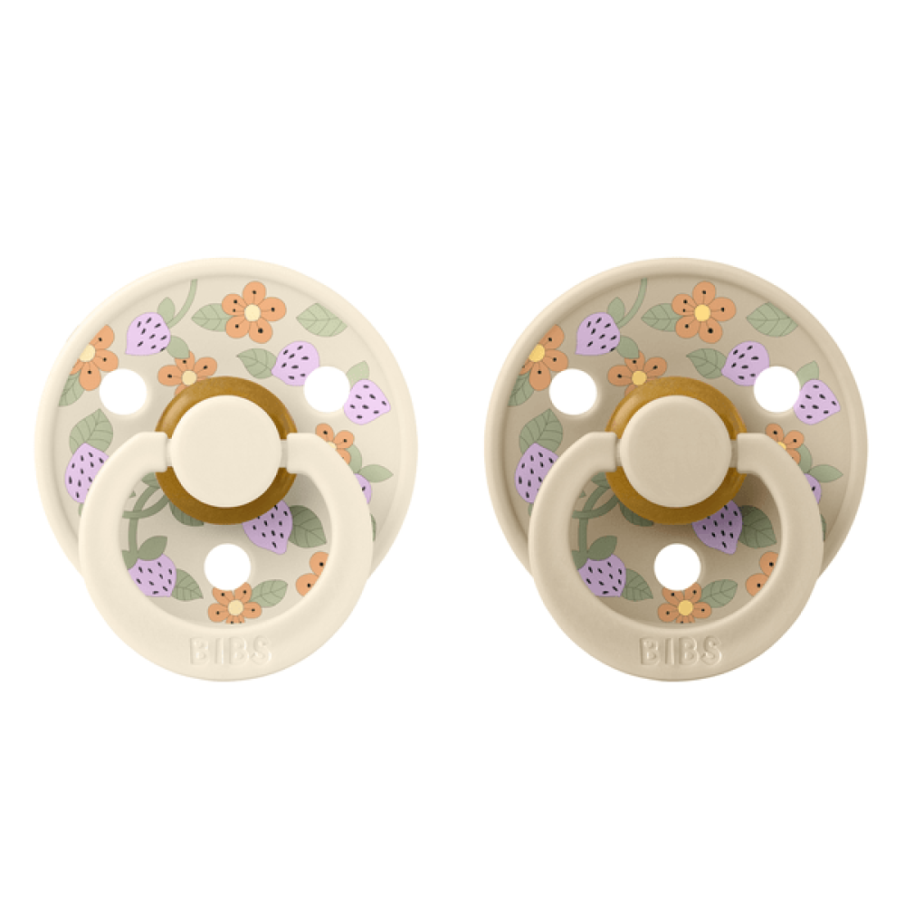 2 бр. Биберони BIBS Liberty COLOUR Strawberries and Cream Ivory, 6-18 месеца