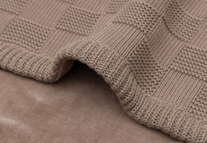Одеяло Jollein 75x100cm Box Knit Milky Coffee/Velvet - GOTS