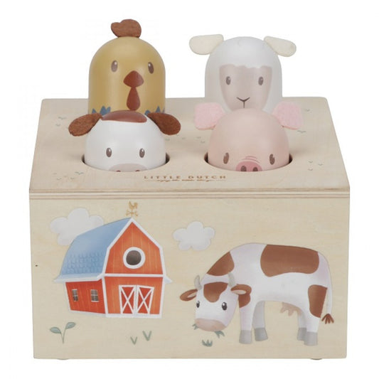 Дървена Музикална Бебешка Играчка Pop-Up Little Farm Little Dutch